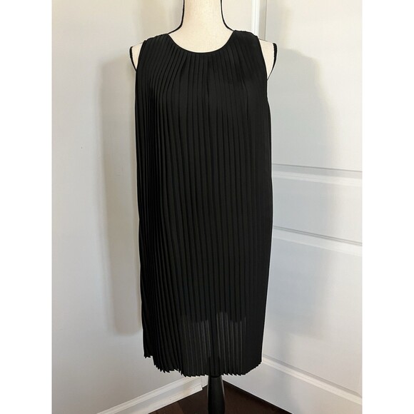 NWT Eileen Fisher Pleated Shift Dress Black Medium - Picture 1 of 8